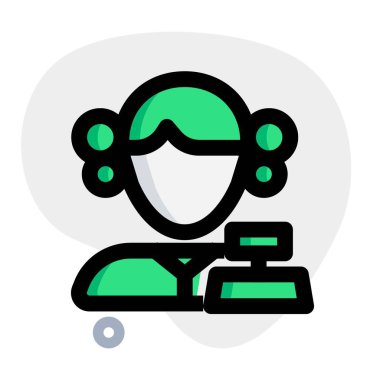 Masa zili olan kadın kasiyer.