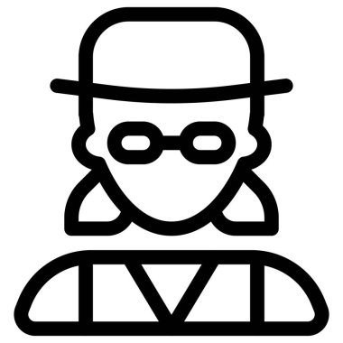 Şapka ve gözlük takan kadın dedektif.