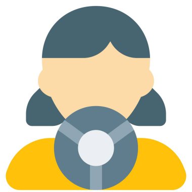 Direksiyonu tutan kadın sürücü.