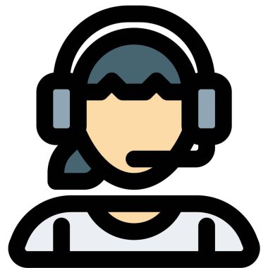 Kulaklık ve mikrofonlu bir kadın esportu.