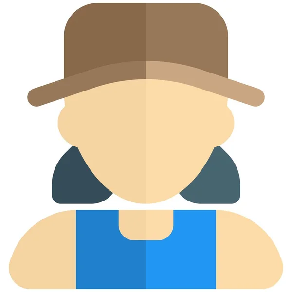 Female Farmer Wearing Large Hat — Stock Vector