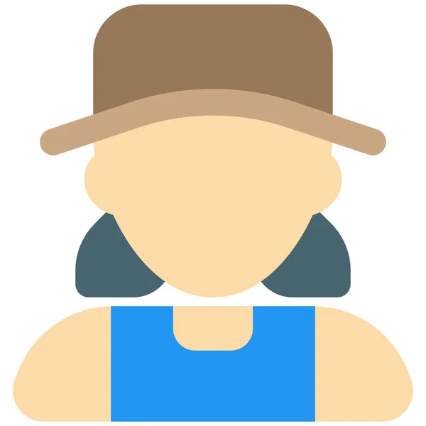 Γυναίκα Αγρότισσα Μεγάλο Καπέλο — Διανυσματικό Αρχείο