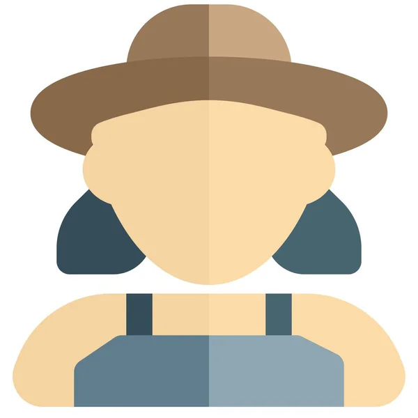 Agricultrice Portant Chapeau Cow Boy — Image vectorielle
