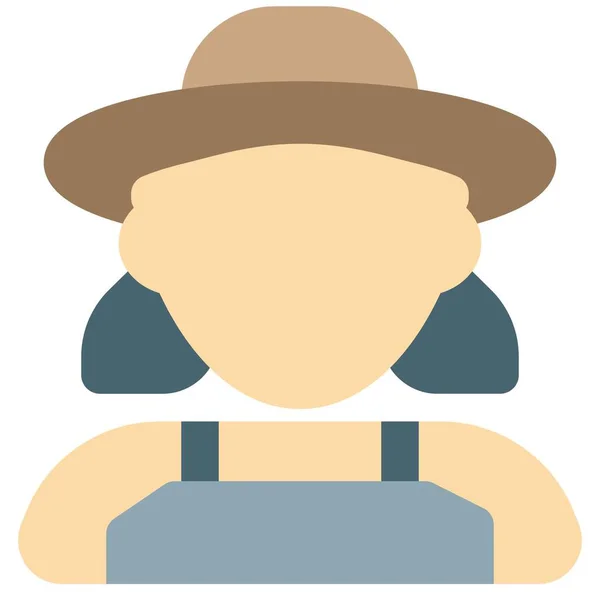 Female Farmer Wearing Cowboy Hat — Stock Vector