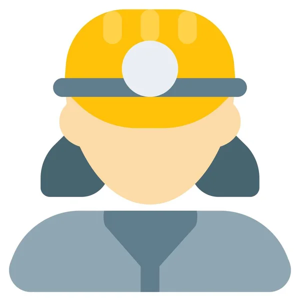ヘッドランプ付きの安全ヘルメットを身に着けている女性鉱夫 — ストックベクタ