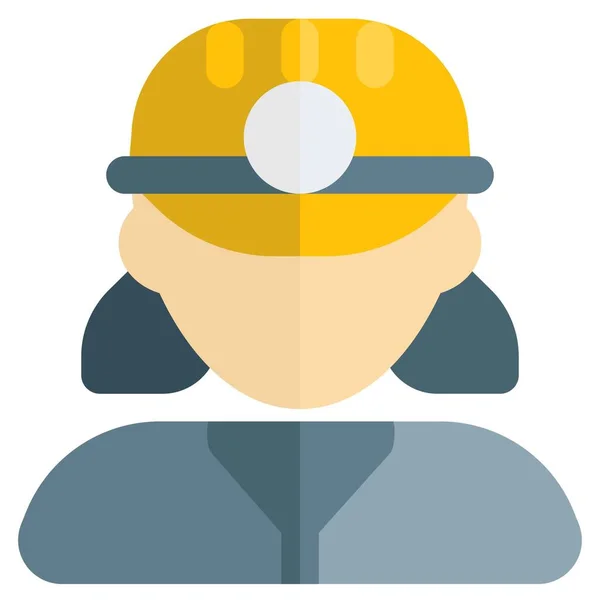 Bergarbeiterin Trägt Schutzhelm Mit Stirnlampe — Stockvektor