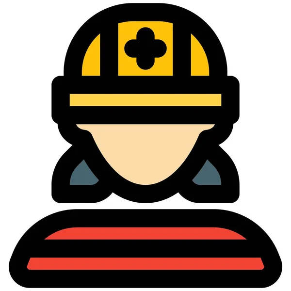 Female Rescuer Avatar Wearing Safety Helmet — Stock Vector