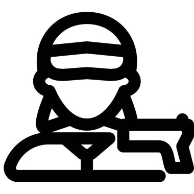 Vizör takan silahlı bir kadın.