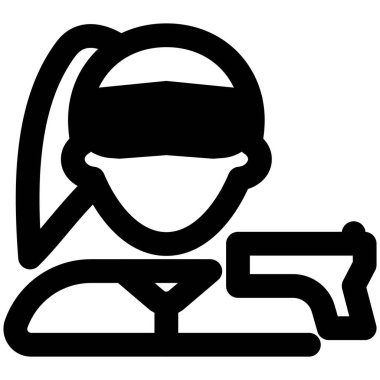 Vizör takan kadın tetikçi.