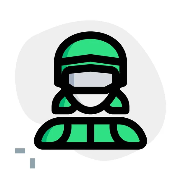 Female Skydiver Wearing Safety Helmet — Stock Vector