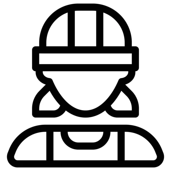 Female Worker Wearing Safety Helmet — Stock Vector