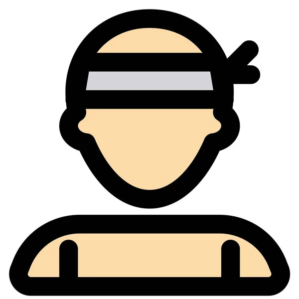 Karate Fighter Wearing Headband — Stock Vector