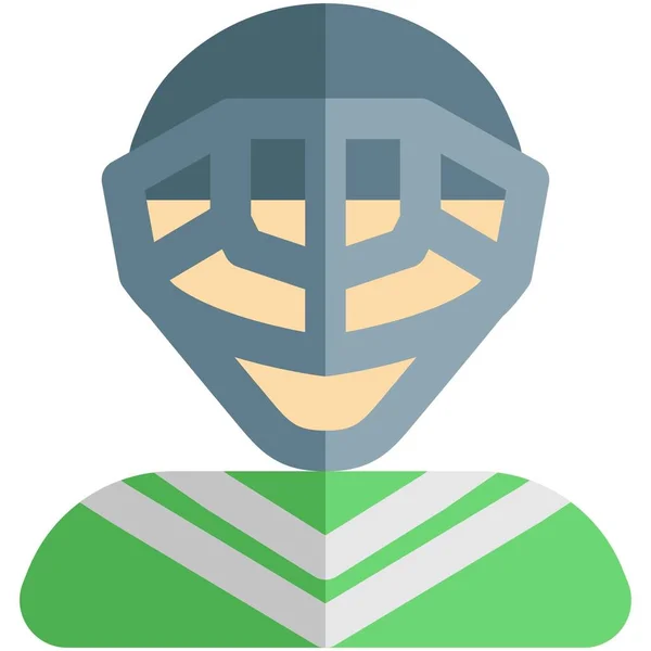 Hockey Goalie Wearing Protective Helmet — Stock Vector