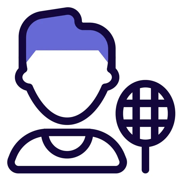 Man Badminton Speler Met Racket — Stockvector