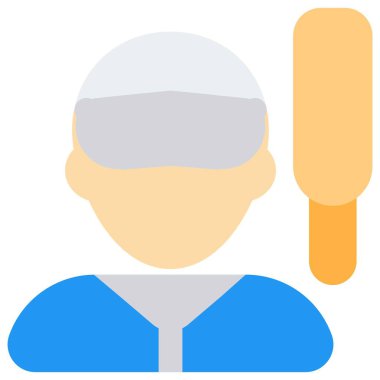 Güneşliği ve kriket sopası olan bir erkek kriket oyuncusu.