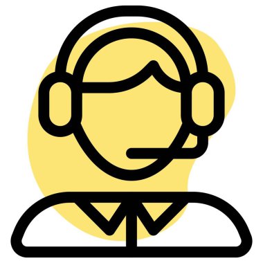 Erkek müşteri hizmetleri yöneticisi kulaklık takıyor