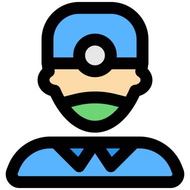 Erkek dişçi kafa aynası takıyor.