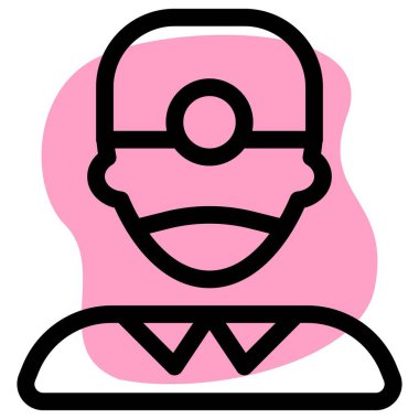 Erkek dişçi kafa aynası takıyor.