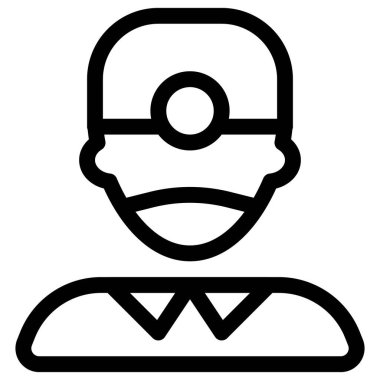 Erkek dişçi kafa aynası takıyor.