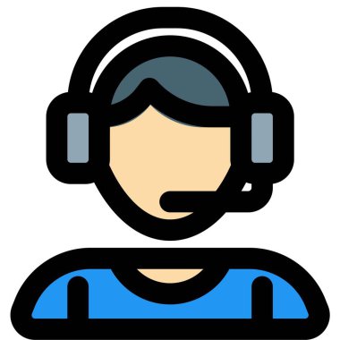 Kulaklık ve mikrofonlu bir erkek.