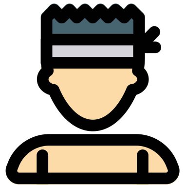 Saç bandı takmış, erkek dövüşçü.