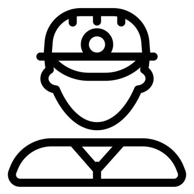 Başında lamba olan kasklı bir erkek madenci.