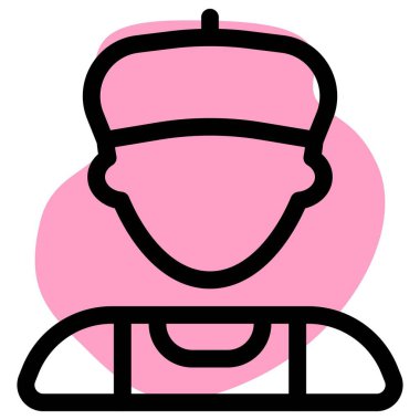 Erkek sanatçı bereli profesyonel avatar giyiyor.