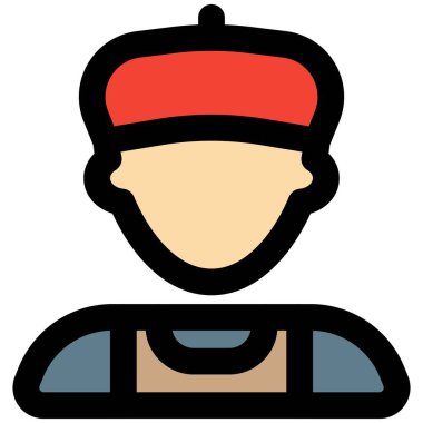 Erkek sanatçı bereli profesyonel avatar giyiyor.