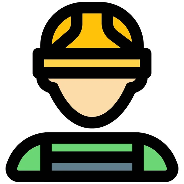 Manlig Byggnadsarbetare Med Skyddshjälm — Stock vektor