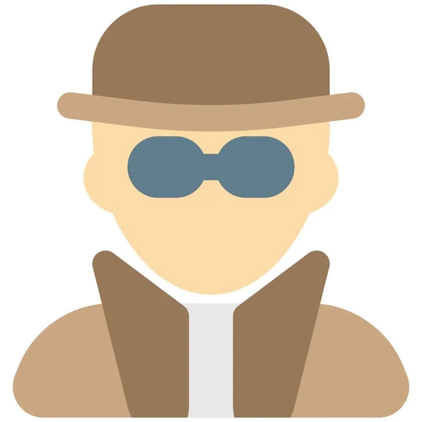 Masculino Detetive Óculos Chapéu —  Vetores de Stock