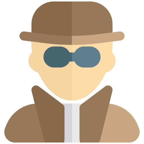 Masculino Detetive Óculos Chapéu —  Vetores de Stock