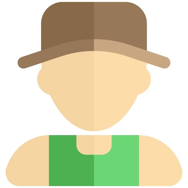 Άντρας Αγρότης Μεγάλο Καπέλο — Διανυσματικό Αρχείο