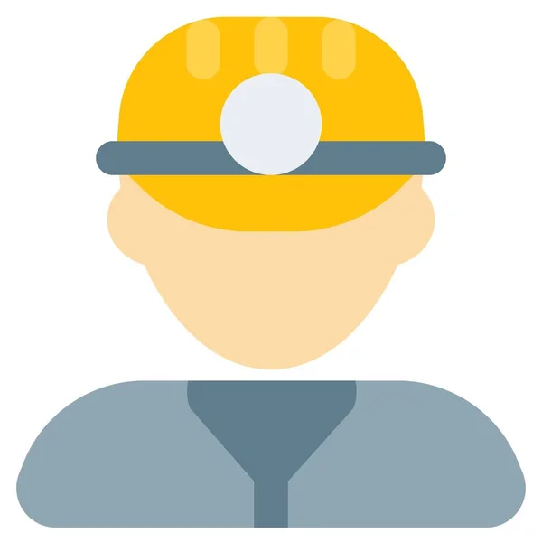 Hombre Minero Con Casco Seguridad Con Lámpara Cabeza — Vector de stock