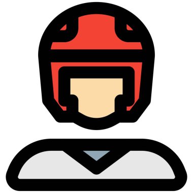 Erkek tekvando oyuncusu koruyucu başlık takıyor.