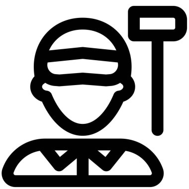 Çekiç takan erkek kriket oyuncusu.