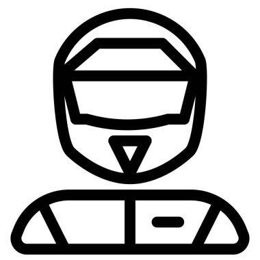 Motor sporu yarışçısı yarış kıyafeti ve kask giyiyor.