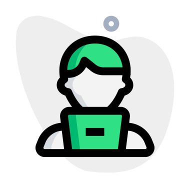 Dizüstü bilgisayarı olan erkek programcı profesyonel avatar