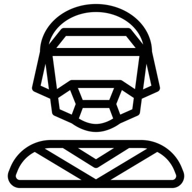 Rugby oyuncusu kasklı ve ağız koruyuculu forma giyiyor.