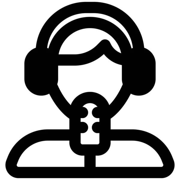 Jinete Radio Masculino Con Micrófono Auriculares — Vector de stock