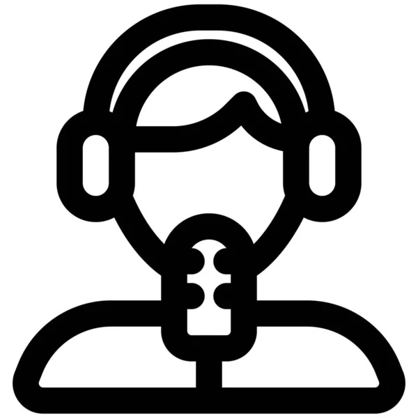 Mikrofonu Kulaklığı Olan Erkek Radyo Jokeyi — Stok Vektör