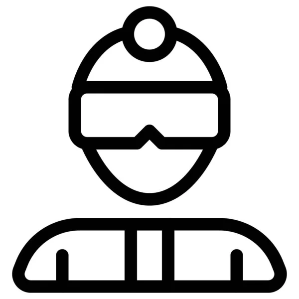 Mannelijke Skiër Met Gebreide Muts Zonnebril — Stockvector