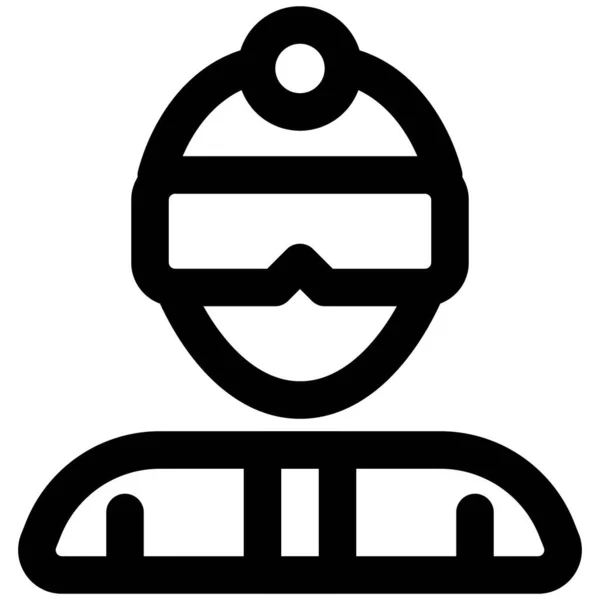Skieur Masculin Portant Bonnet Tricoté Lunettes Soleil — Image vectorielle
