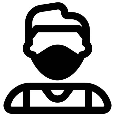 Modayı takip eden saç stili maskeli bir adam. .