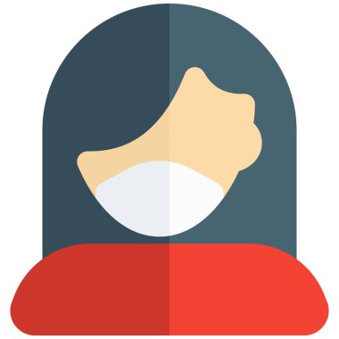 Açık saçlı, maskeli bir kadın..