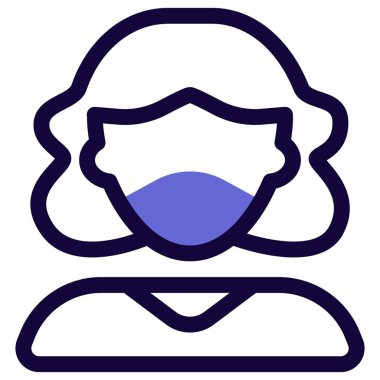 Kısa kıvırcık saçlı, maskeli bir kadın..