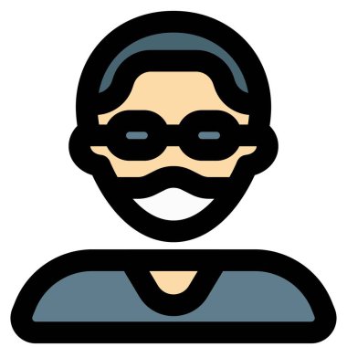 Uzun saçlı, maske takan ve gözlük takan bir adam..