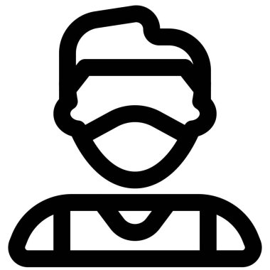 Modayı takip eden saç stili maskeli bir adam. .
