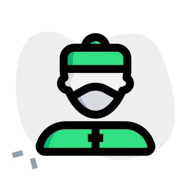 Korunmak için maske takan Çinli adam..