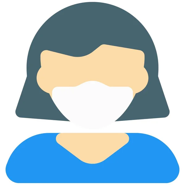 Krátké Vlasy Žena Nosí Masku Pro Hygienu — Stockový vektor