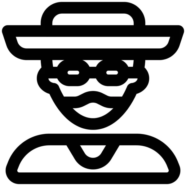 Homme Âge Moyen Avec Chapeau Masque Paille — Image vectorielle